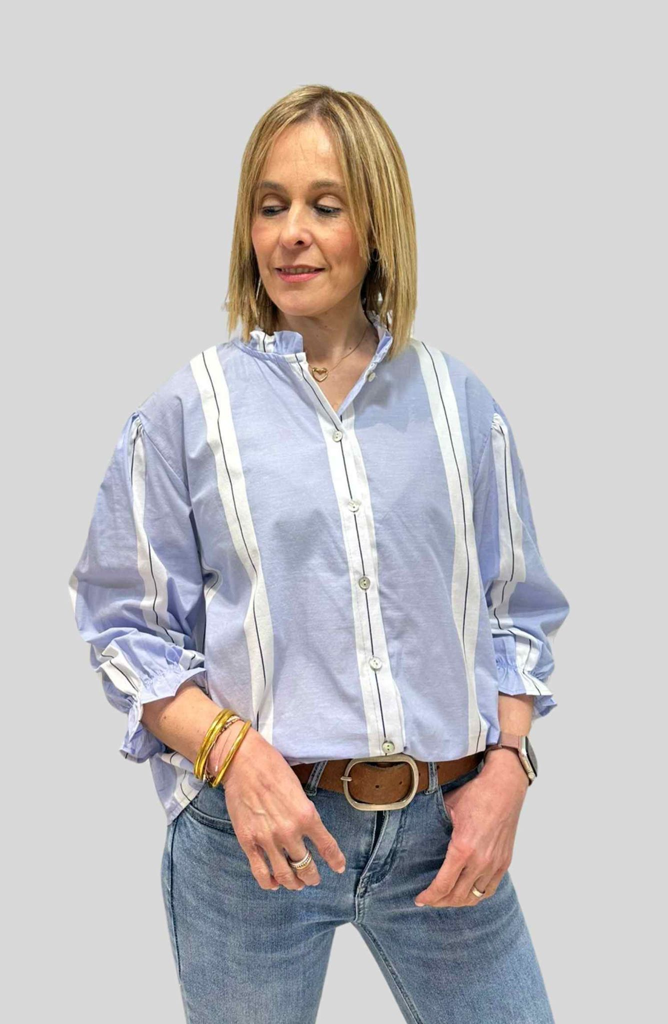 Blusa celeste-blanco-azul