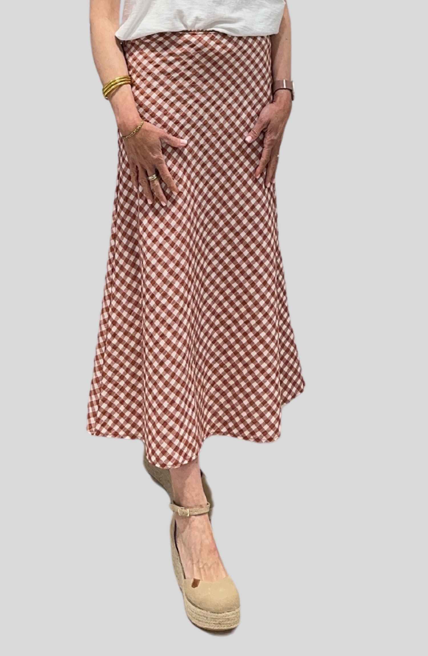 Falda cuadro vichy - Teja