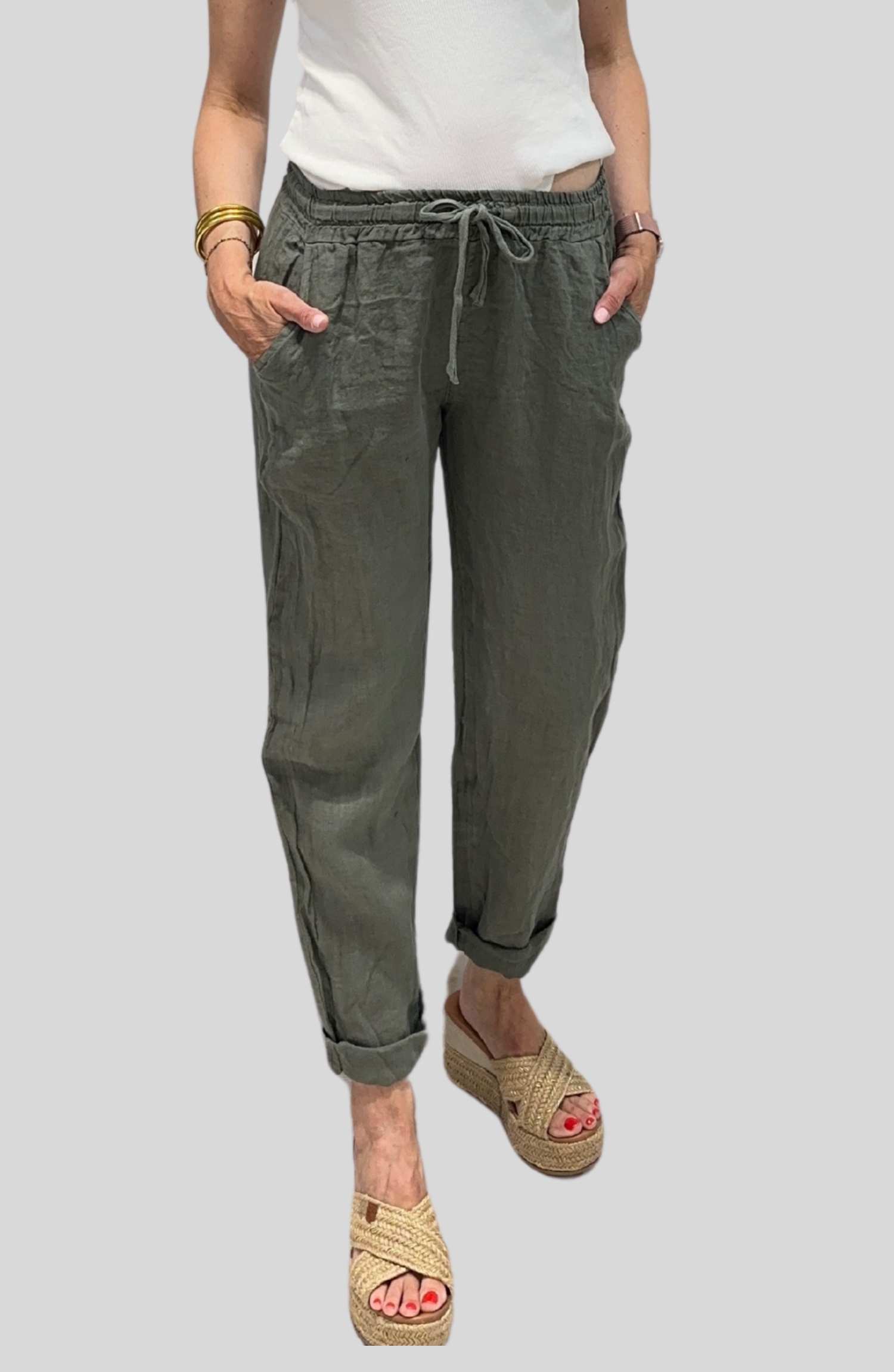 Pantalón Lino - Kaki