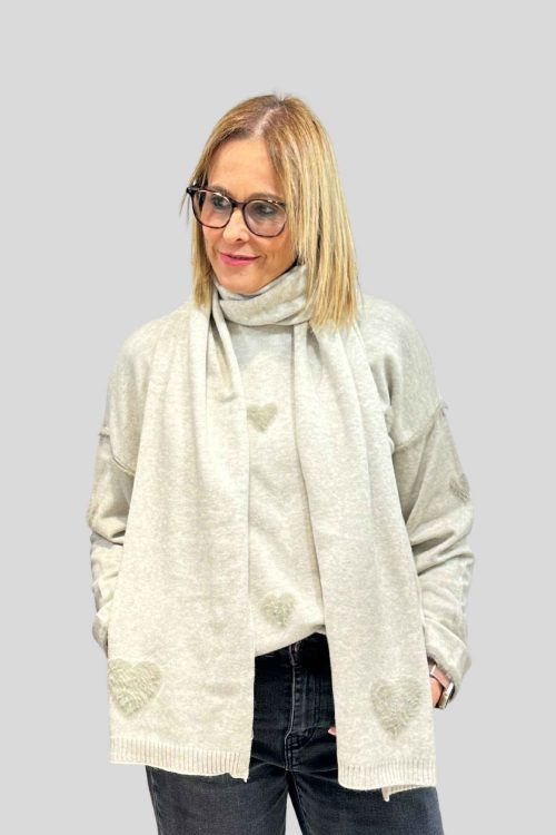 Jersey corazón Pelo Beige