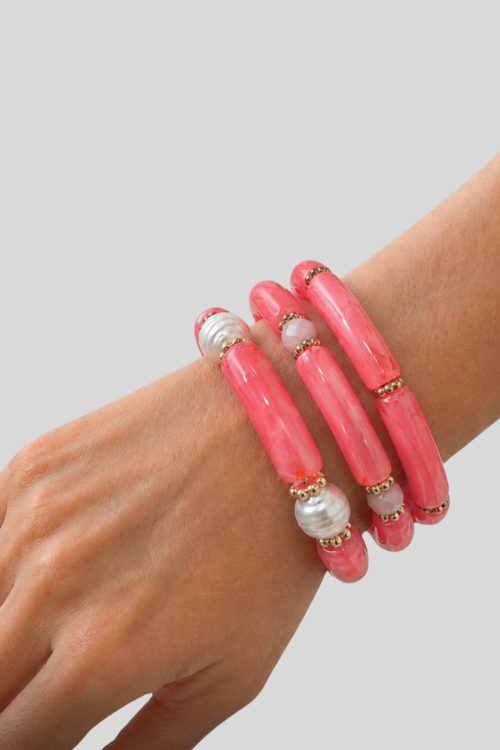Pulsera Triple Formentera Fucsia