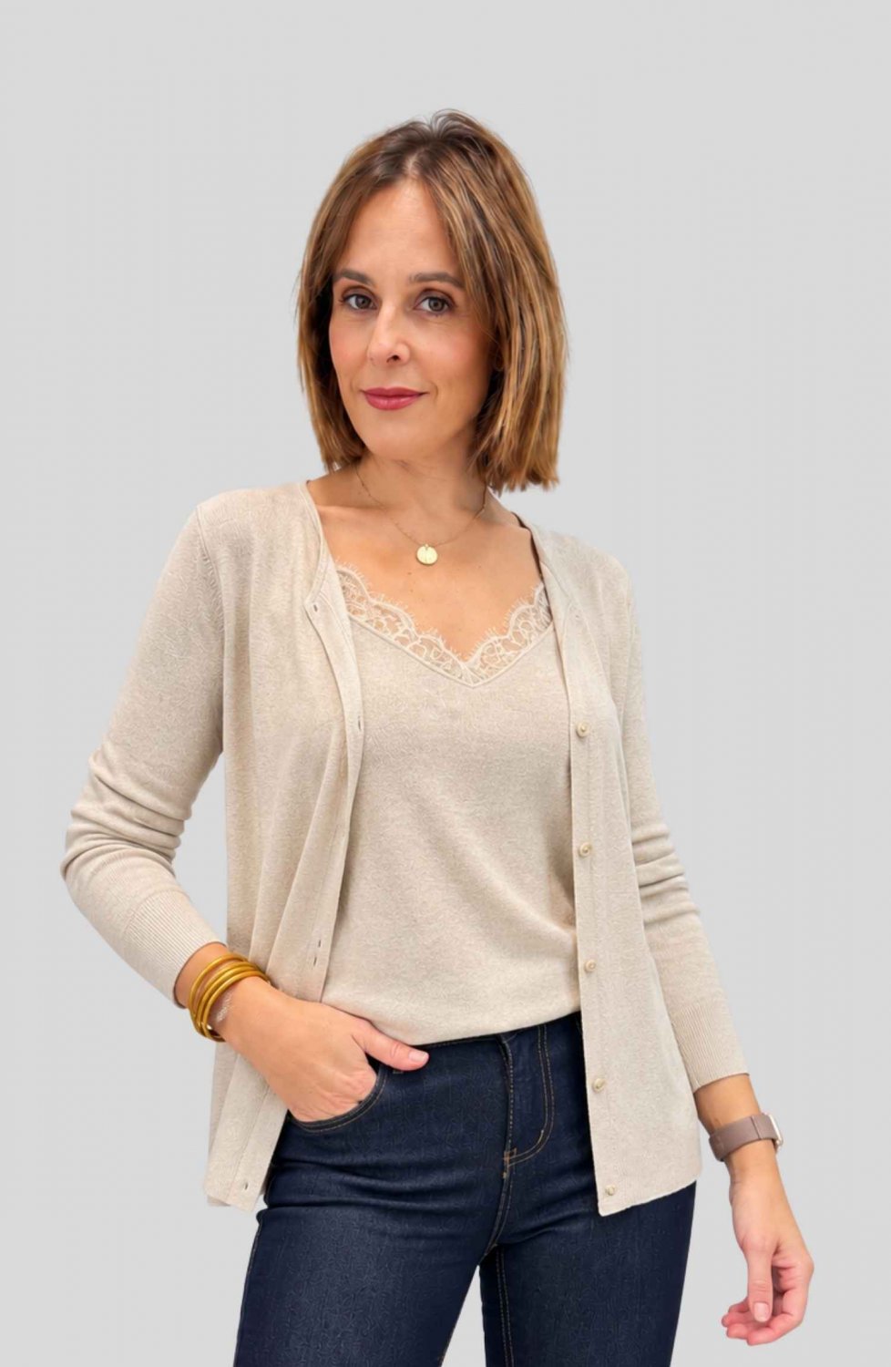Chaqueta + Top Ananda Beige