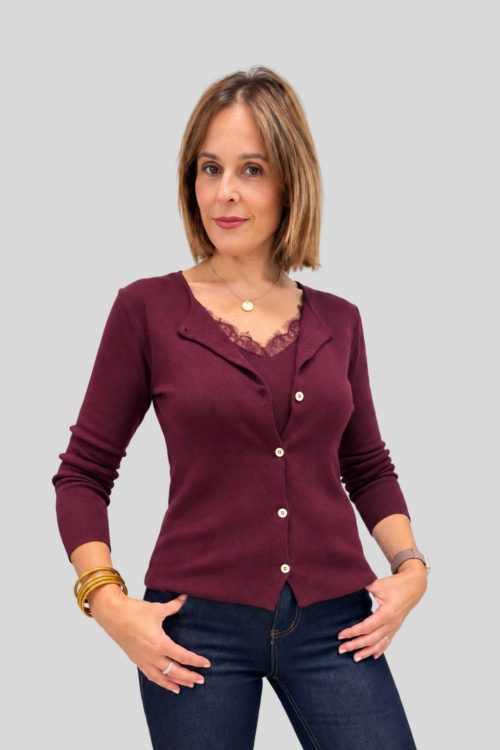 Chaqueta + Top Ananda Burdeos