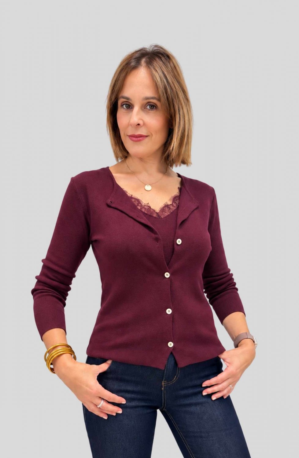 Chaqueta + Top Ananda Burdeos